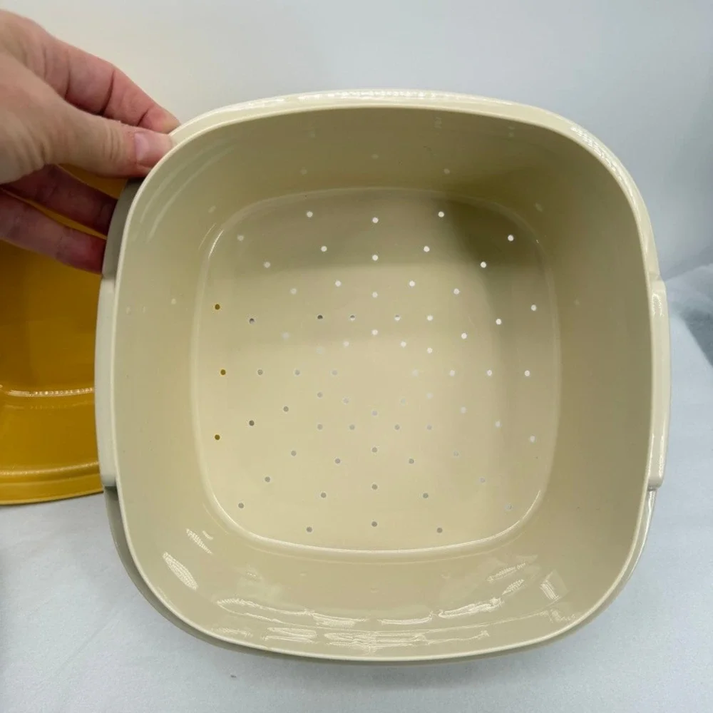 VTG Tupperware Multi-Server 888 Vegetable Steamer Harvest‎ Yellow 3pc Set